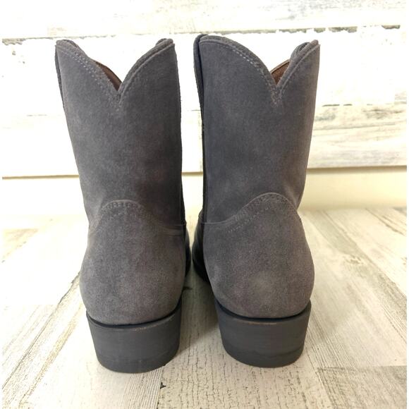 Frye Womens 9 Gray Suede Leather Heeled Pointed Toe Western Ankle Booties NEW - Picture 5 of 9